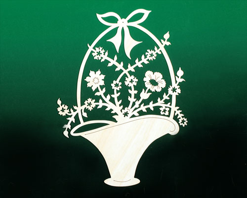 Seiffen Weihnachtshaus - Fensterbild neutral Blütenkorb - Bild 1