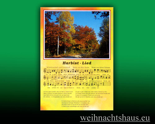 Seiffen Weihnachtshaus - Postkarte Lieder Herbstlied - Bild 1