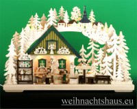 Seiffen Weihnachtshaus - Doppelschwibbogen 10 Kerzen Schauwerkstatt (doppelt) 43 cm - Bild 1