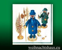 Seiffen Weihnachtshaus - Weihnachtsservietten Räuchermann weiß - Bild 1
