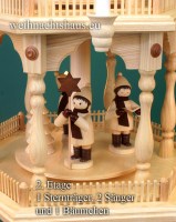 Seiffen Weihnachtshaus - Weihnachtspyramide 138 cm Pyramide mit Zaun 5 Stock  mit großen Winterfiguren - Bild 2