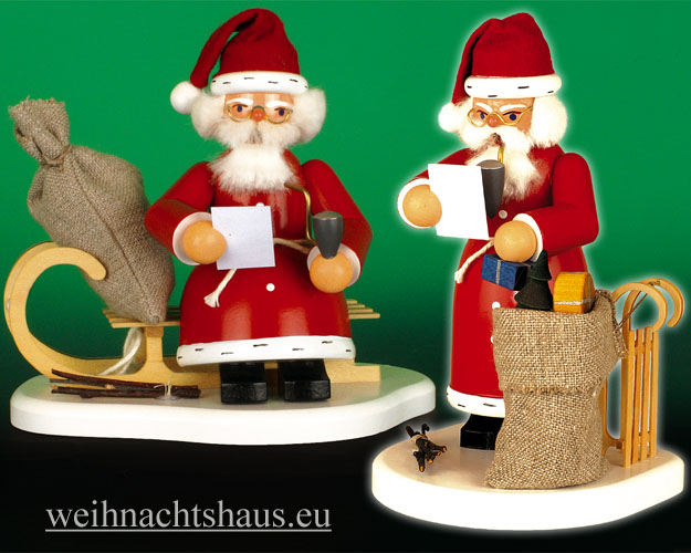 Räuchermann Weihnachtsmann groß geschnitzt Seiffen Weihnachten Schnee NEU 