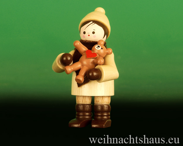 Seiffen Weihnachtshaus - Erzgebirge Winterkinder natur Junge mit Teddy Mein kleiner Freund - Bild 1