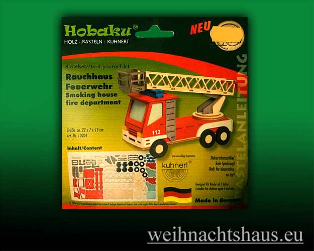 Feuerwehr zum Basteln aus Holz Kinder  Erzgebirge Feuerwehren Feuerwehrmann Geschenk für feuerwehmitglied Seiffen Erzgebirge Bastelsatz 