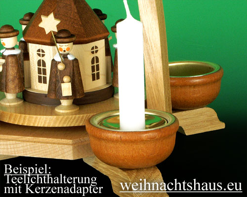 Seiffen Weihnachtshaus - Adapter Teelicht auf Kerze - Bild 2