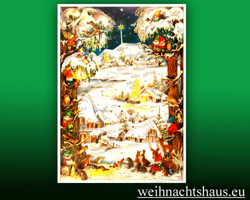Seiffen Weihnachtshaus - Adventskalender 30cm Zwerge - Bild 1