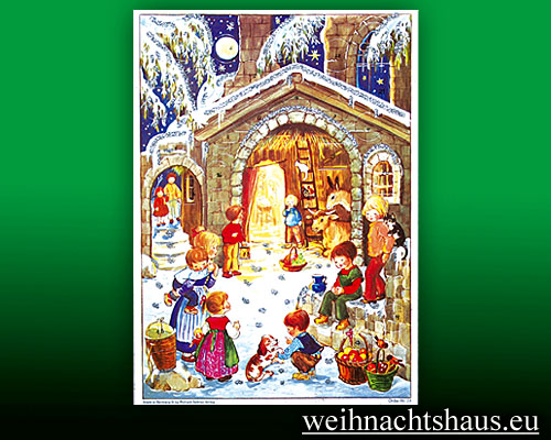 Seiffen Weihnachtshaus - Adventskalender 30cm Krippenstall - Bild 1