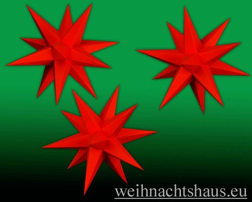 Seiffen Weihnachtshaus - Kleine Adventssterne Mini 16 cm rot 3 Stück - Bild 1