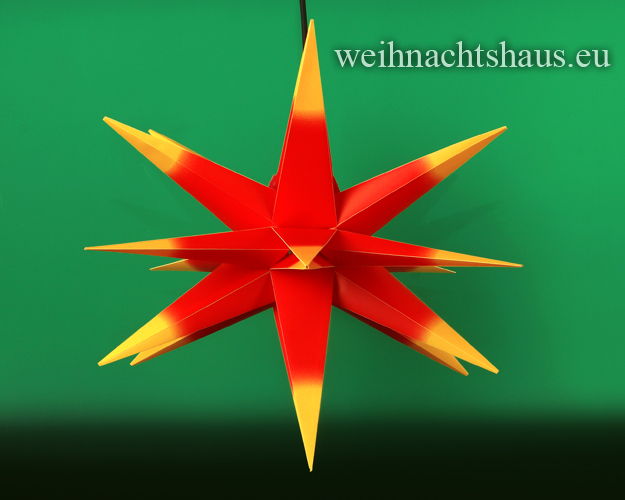 Seiffen Weihnachtshaus - Aussenstern 55cm Rot/ Gelb mit Kabel Stern - Bild 1
