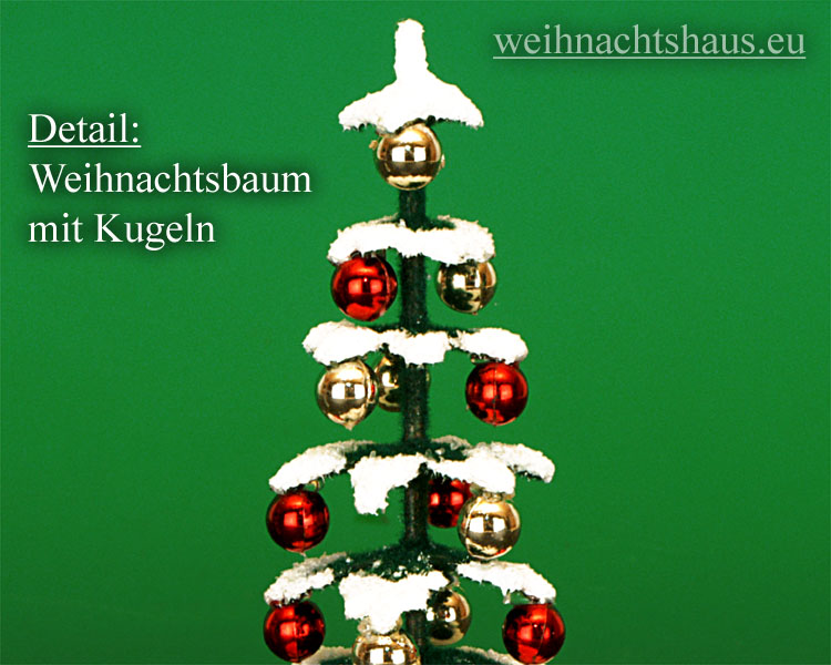 Seiffen Weihnachtshaus - Puppenstubenbaum grün mit Schnee und Kugeln ca.29,5cm - Bild 2