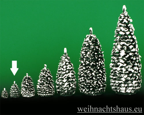 Seiffen Weihnachtshaus - Baum   mit Schnee aus Holz Erzgebirge 4 cm - Bild 1