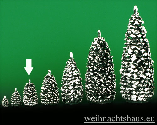 Seiffen Weihnachtshaus - Baum   mit Schnee aus Holz Erzgebirge 6 cm - Bild 1