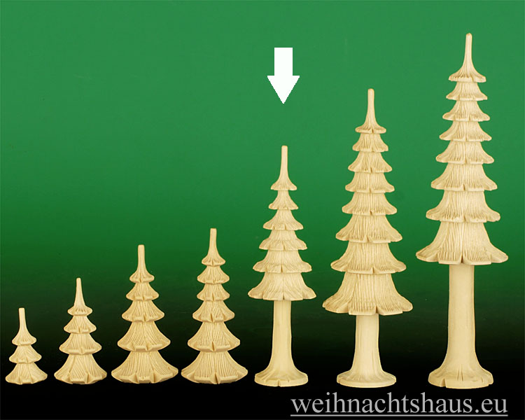 Seiffen Weihnachtshaus - Baum geschnitzt mit Stamm 13,5cm - Bild 1