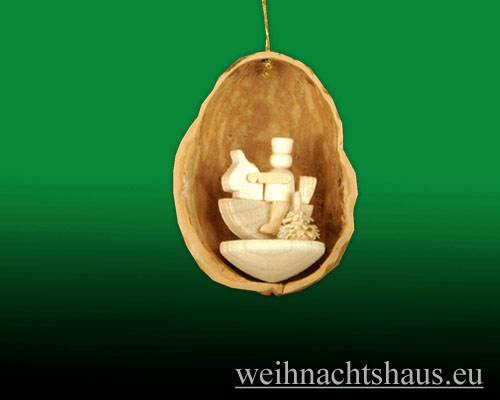 Seiffen Weihnachtshaus - Baumbehang  Miniatur in der Nußschale Reiterlein - Bild 1