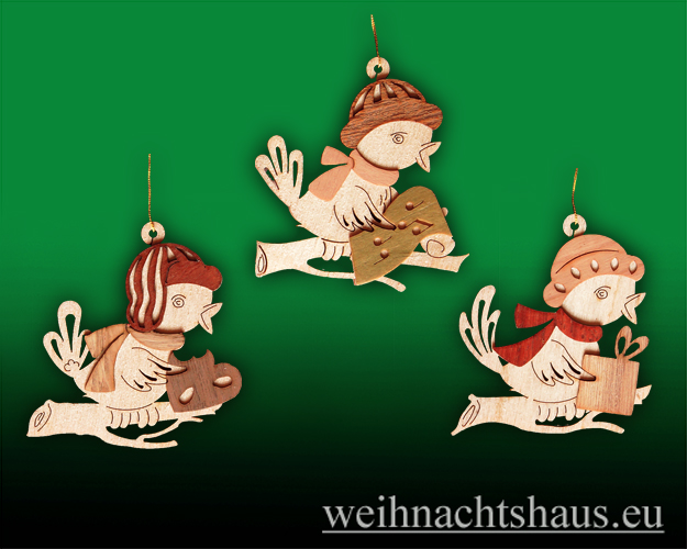Baumbehang Erzgebirge Weihnacht aus Holz zum Hängen Vögel Behang