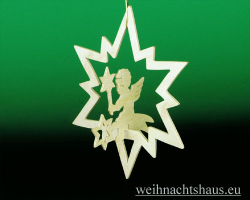 Seiffen Weihnachtshaus - Laubsägebehang räumlich Stern mit Engel-Stern - Bild 1