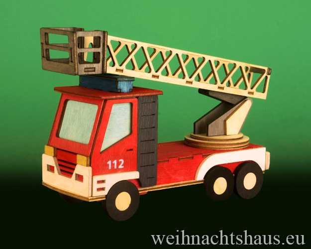 Bastelsatz Feuerwehr Bausatz Holz  Feuerwehrauto Kinderbasteln Erzgebirge Feuerwehrmann Räuchermann zum Räuchern Räucherfeuerwehr