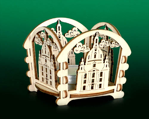 Kerzenleuchter Dresden Kerzenhalter Teelichtleuchter  Frauenkirche aus Holz Erzgebirge