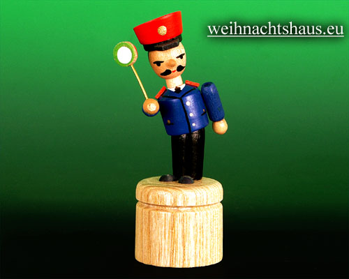 Seiffen Weihnachtshaus - Drückfigur aus Holz Eisenbahner Drück-Spielzeug - Bild 1