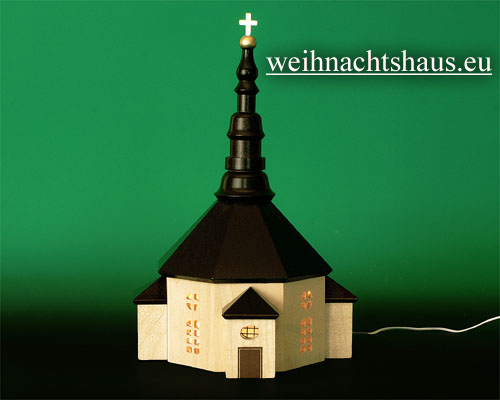 Seiffen Weihnachtshaus - Kirche zum Beleuchten 20 cm dunkel - Bild 1