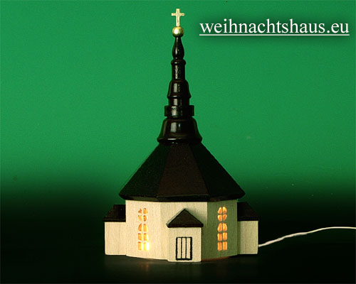 Seiffen Weihnachtshaus - Kirche zum Beleuchten 11 cm hell - Bild 1