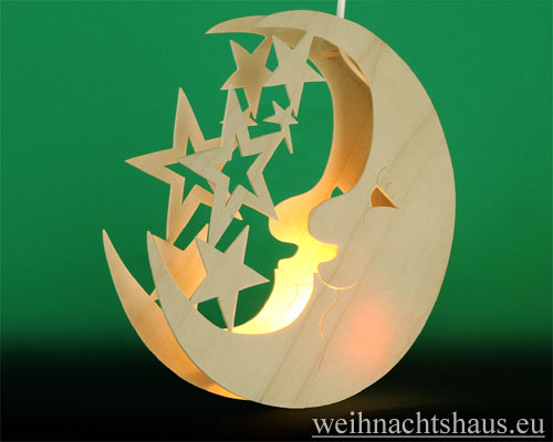 Mond Fensterbild  Monde Fensterbilder beleuchtet aus Holz kaufen Mond Fensterdeko Weihnacht  Fensterbildermond beleuchtete Deko für Fenster Weihnachtsdeko Dekoration Mondbild mit Sterne 