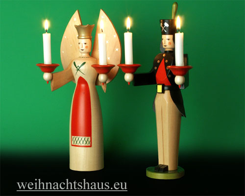 Seiffen Weihnachtshaus - <!--01-->Engel und Bergmann Erzgebirge 30 cm natur - Bild 2