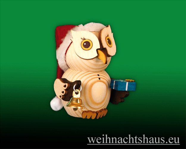 Seiffen Weihnachtshaus - Eule  klein  Eule  Weihnachtsmann - Bild 1