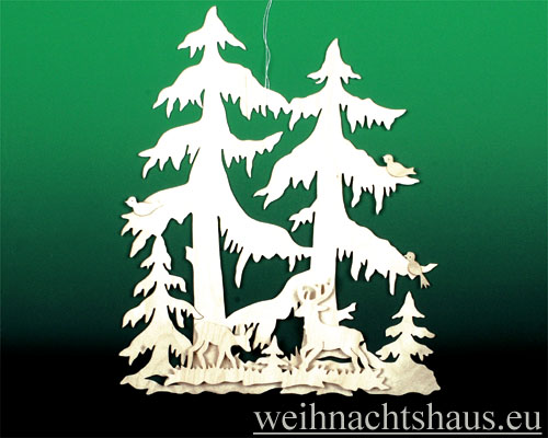 Seiffen Weihnachtshaus - Fensterbild Weihnacht Waldmotiv - Bild 1
