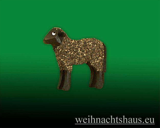 Seiffen Weihnachtshaus - Schaf schwarz geschnitzt - Bild 1