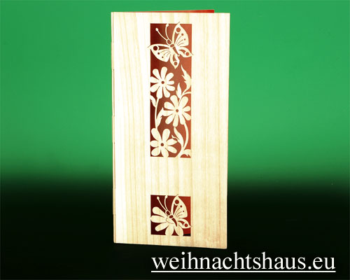 Seiffen Weihnachtshaus - Holzkarte Glückwunsch Blumen - Bild 1
