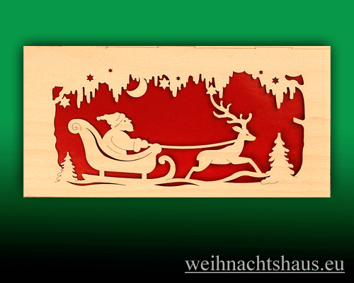 Karte Holz Weihnacht Holzkarte Karten Furnierholz  Weihnachtsmann Schlitten