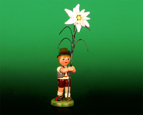 Seiffen Weihnachtshaus - Blumenjunge 11,5cm Edelweiß - Bild 1