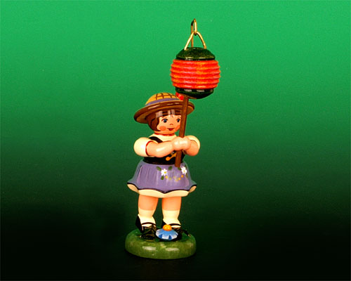Seiffen Weihnachtshaus - Laternenkind Mädchen 8cm Kugellampion - Bild 1