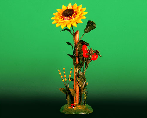Seiffen Weihnachtshaus - Blumeninsel 15 cm Sonnenblume - Bild 1