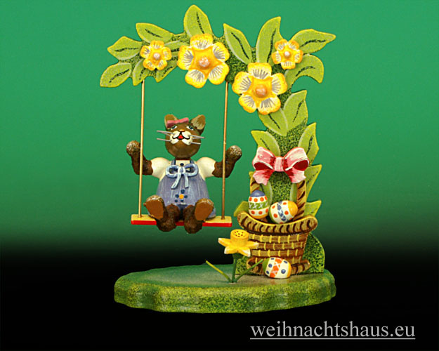 Seiffen Weihnachtshaus - Hubrig   Häschen Blumenschaukel/ NEU 2013 - Bild 1