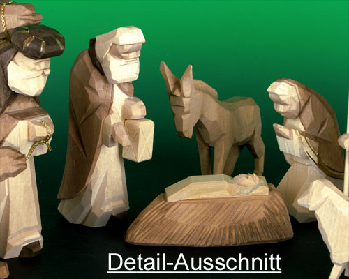 Seiffen Weihnachtshaus - Krippefiguren geschnitzt 13 tlg braun - Bild 2
