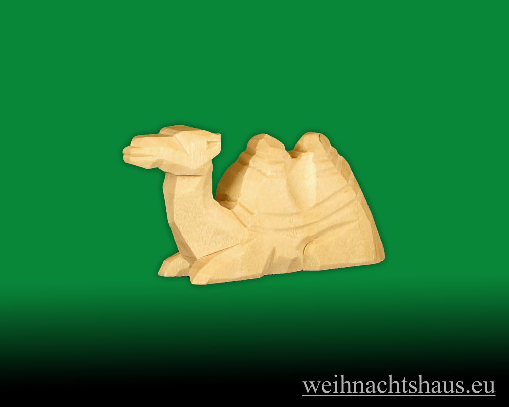 Seiffen Weihnachtshaus - Kamel geschnitzt aus Holz liegend für Krippe - Bild 1