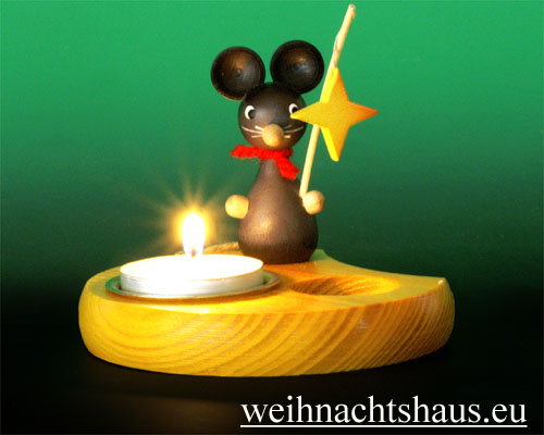 Kerzenständer Holz Ständer für Teelichtkerzen Kinder  Holzständer Teelichtleuchter Maus mit Stern Weihnacht Geschenk kaufen Weihnachtsgeschenk