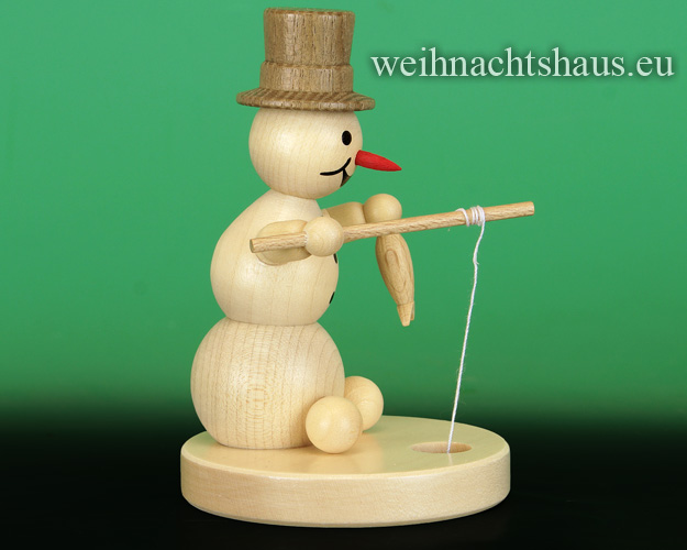 Seiffen Weihnachtshaus - . Kugelschneemann natur Eisangler - Bild 2