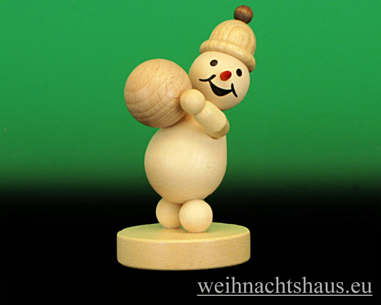 Schneemann Erzgebirge Wagner mit Schneekugel Kugelschneemann natur Juniorschneemann