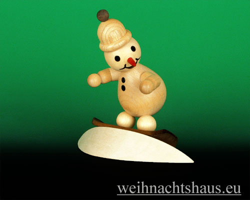 Seiffen Weihnachtshaus - Kugelschneemann Snowboarder auf Schnee-Wehe - Bild 1