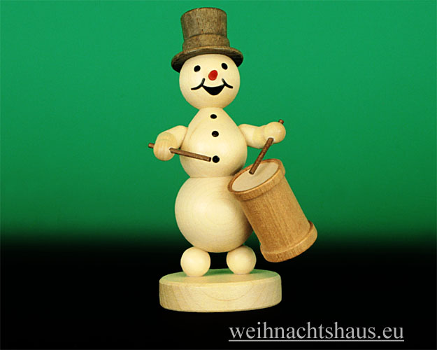 Seiffen Weihnachtshaus - Kugelschneemannmusikant natur Langtrommel NEU 2012 - Bild 1