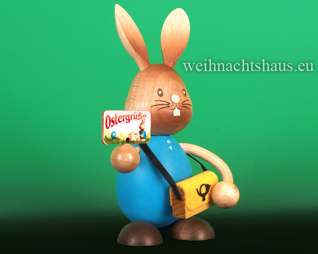 Seiffen Weihnachtshaus - Stupsi         Osterhase  Kuhnert  Postbote Neuheit 2022 - Bild 1