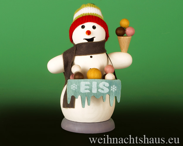 Seiffen Weihnachtshaus - <!--13-->Räuchermann Schneemann Eisverkäufer - Bild 1