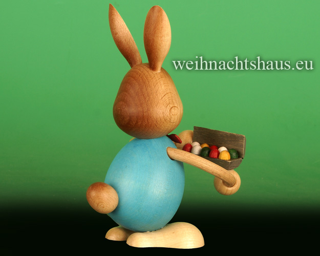 Osterdeko Osterhase Stupsi  Holzhasen Kuhnert  Deko Dekohasen Holz mit Eierschachtel Erzgebirge Ostergeschenk Ostertafel Hasendeko