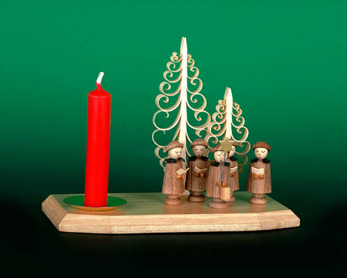 Seiffen Weihnachtshaus - Kerzenhalter Kurrende mit Bäumen natur Holz Erzgebirge
