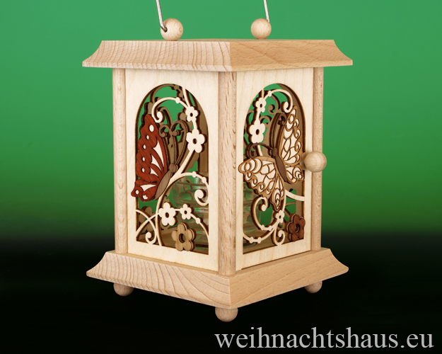 Laternen Holz modern Teelicht aus dem Erzgebirge Schmetterlingsmotiv Schmetterlinglaternen Moderne Laternendekoration