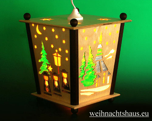 Seiffen Weihnachtshaus - Hängelaterne 4 seitig groß Seiffener Kirche - Bild 1