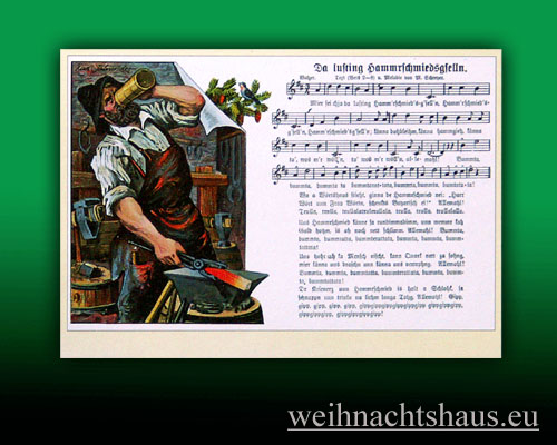 Seiffen Weihnachtshaus - Postkarte Lieder Der lustige Schmiedgeselle - Bild 1